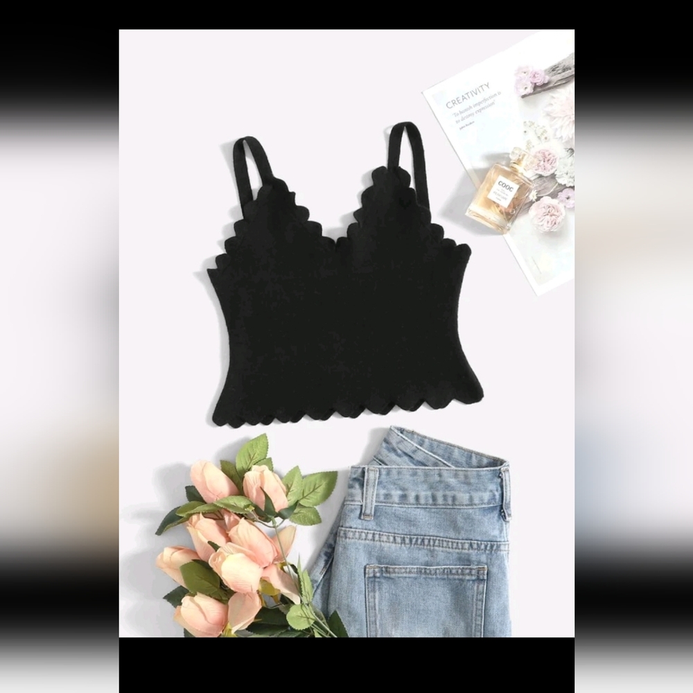 Scallop Trim Cami Knit Top